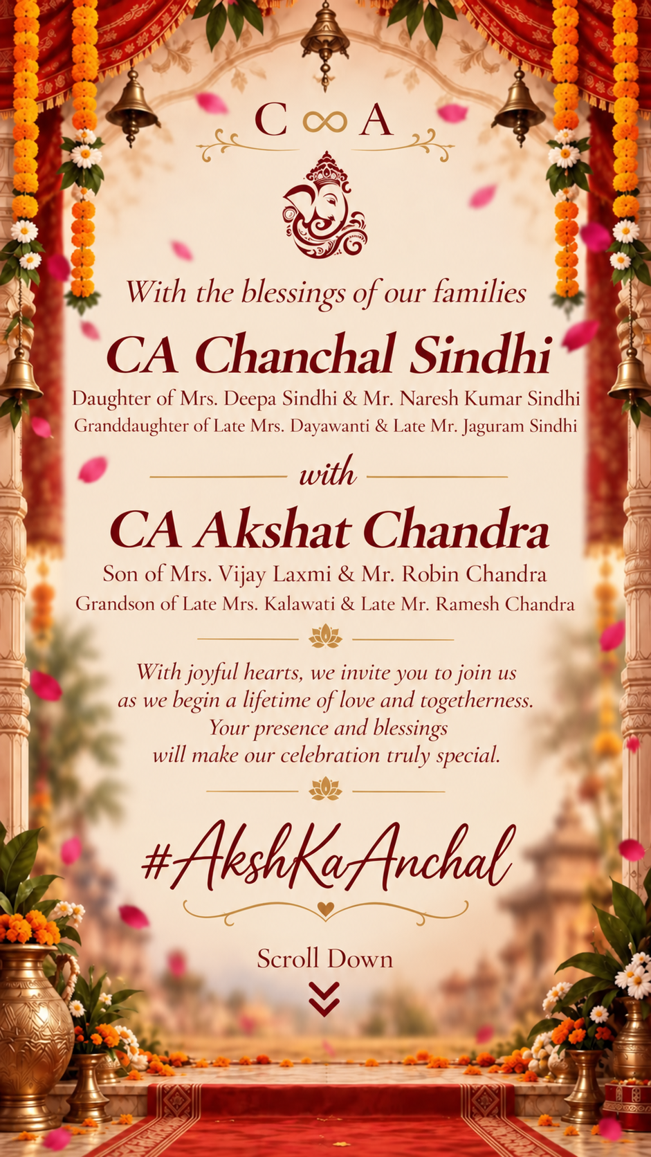 CA Chanchal Sindhi and CA Akshat Chandra, together with their families. #AkshKaAnchal